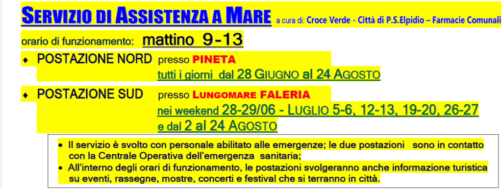 Assistenza Sanitaria Estiva